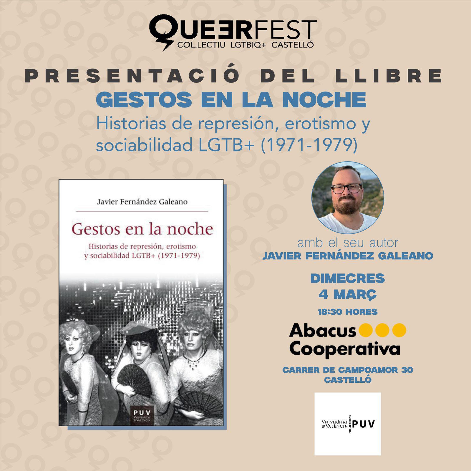 Presentació del llibre "Gestos en la noche. Historias de represión, erotismo y sociabilidad LGTB+ (1971-1979)" a Castelló