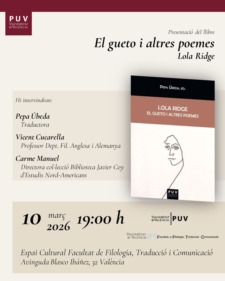 Presentació del llibre "El gueto i altres poemes. Lola Ridge" a la Facultat de Filologia, Traducció i Comunicació de València